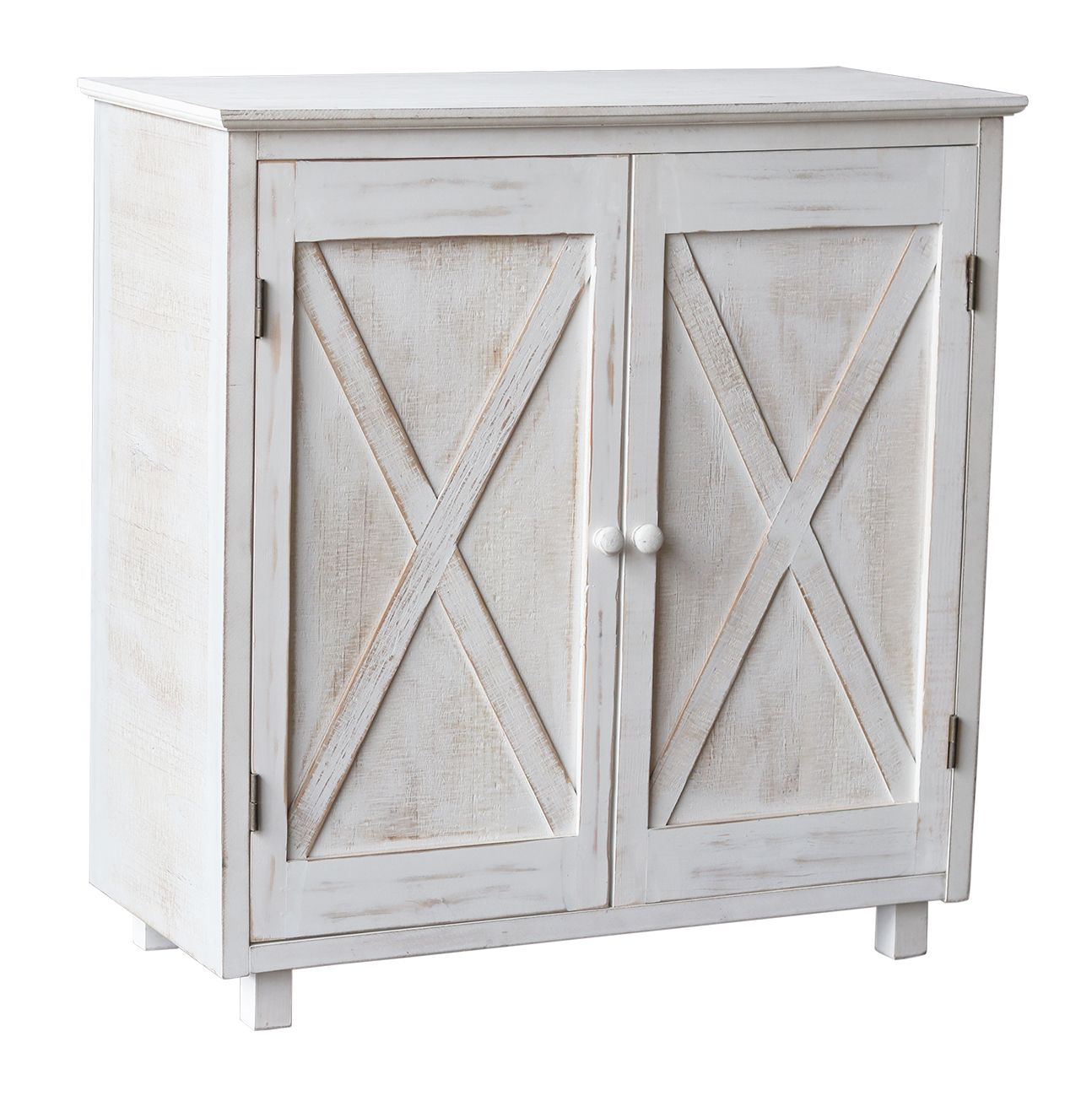  Paris Loft Vintage Country Style Barn Door Cabinet - White - Bonton