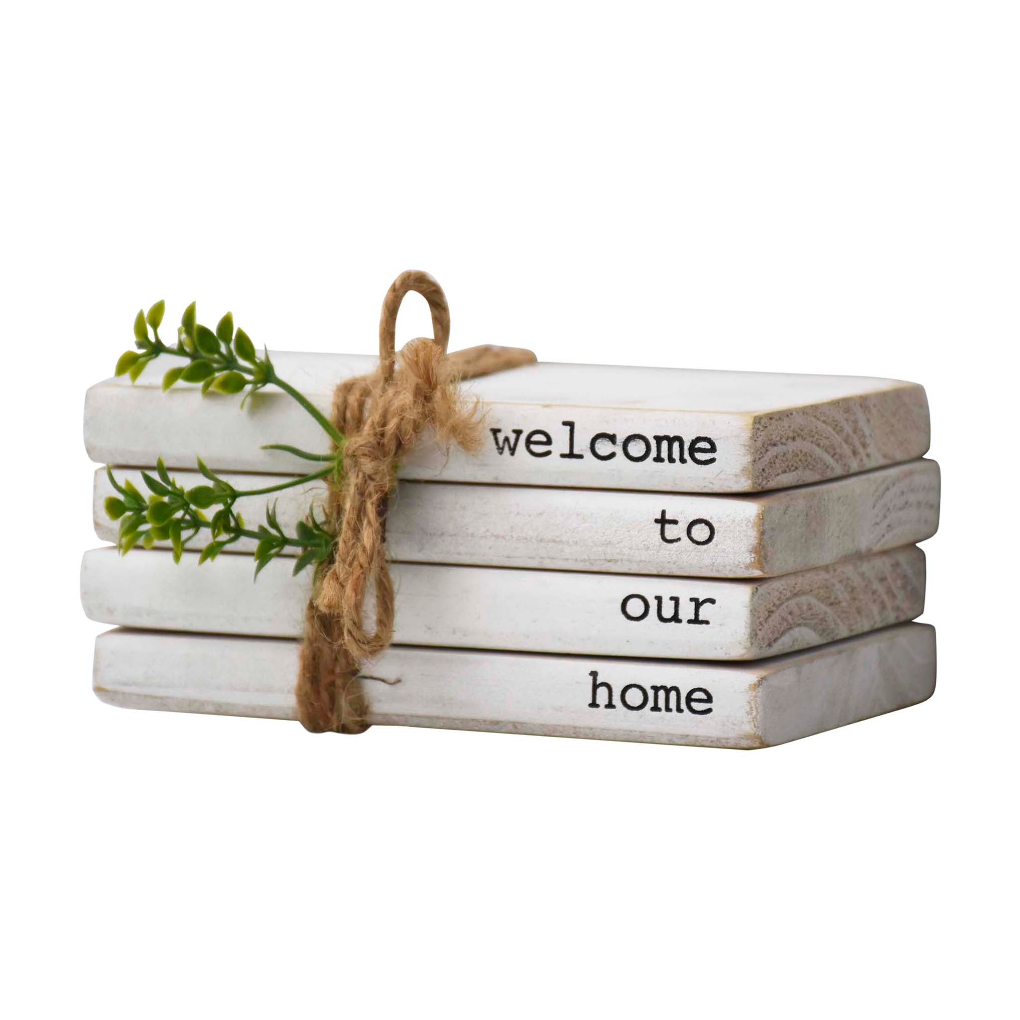  Paris Loft Welcome to Our Home Wood Stacked Books - White - Bonton