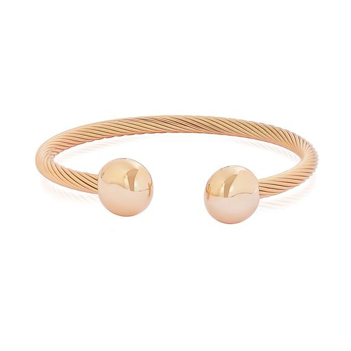  Gemesis Jewels by Edforce Bold Cable Wire Cuff Bracelet - Rose Gold - Bonton