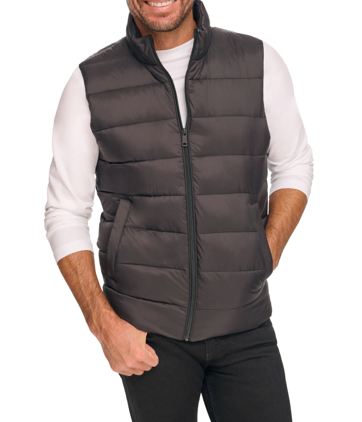  Kenneth Cole Cire Poly Puffer Vest - Black - Bonton