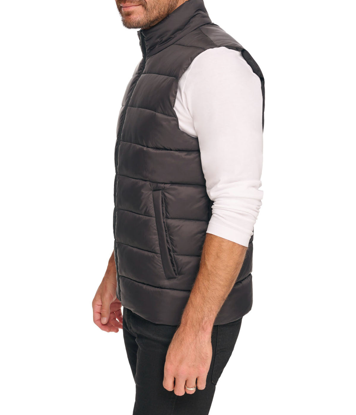  Kenneth Cole Cire Poly Puffer Vest - Black - Bonton