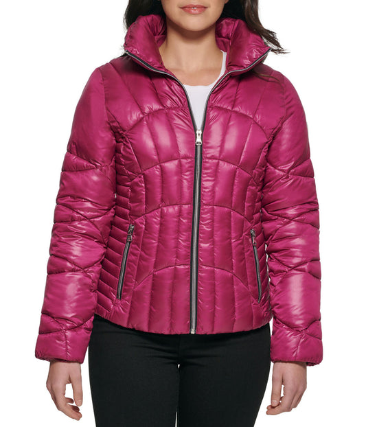 Quilted Magenta Puffer Jacket