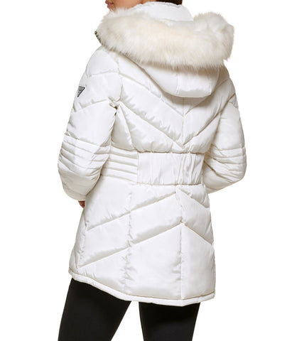 Faux Fur Trim Puffer Jacket Milk