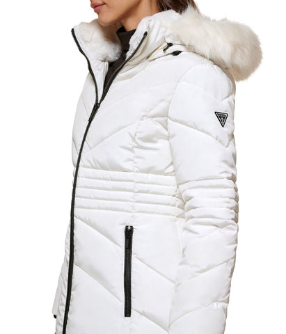 Faux Fur Trim Puffer Jacket Milk