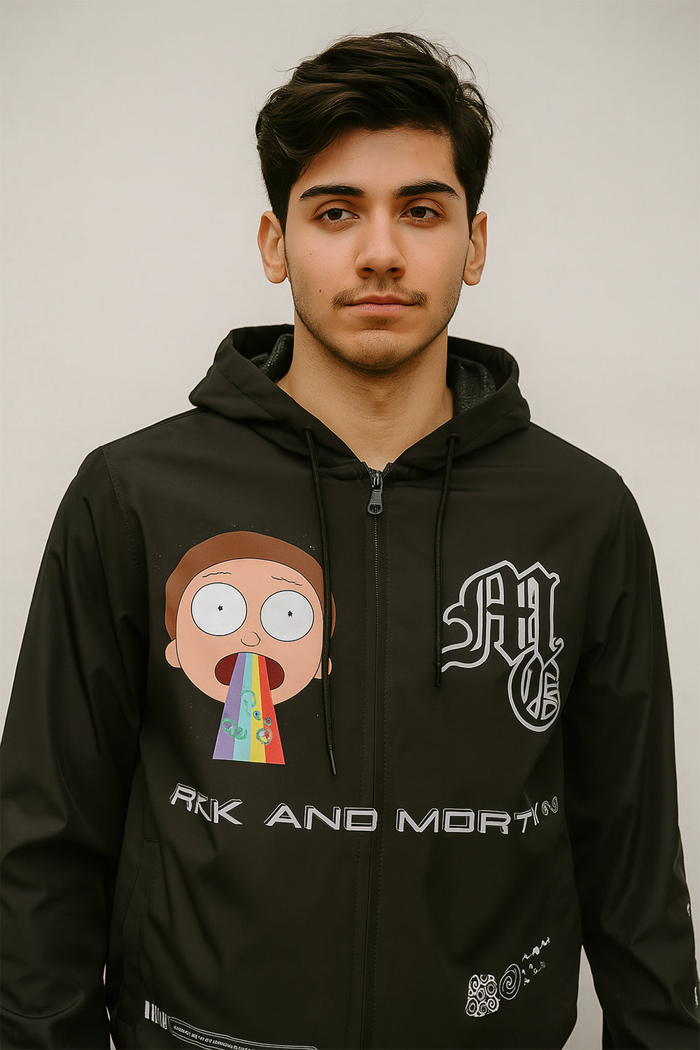  Members Only Rick And Morty Taslon Light Weight Jacket - BLACK - Bonton