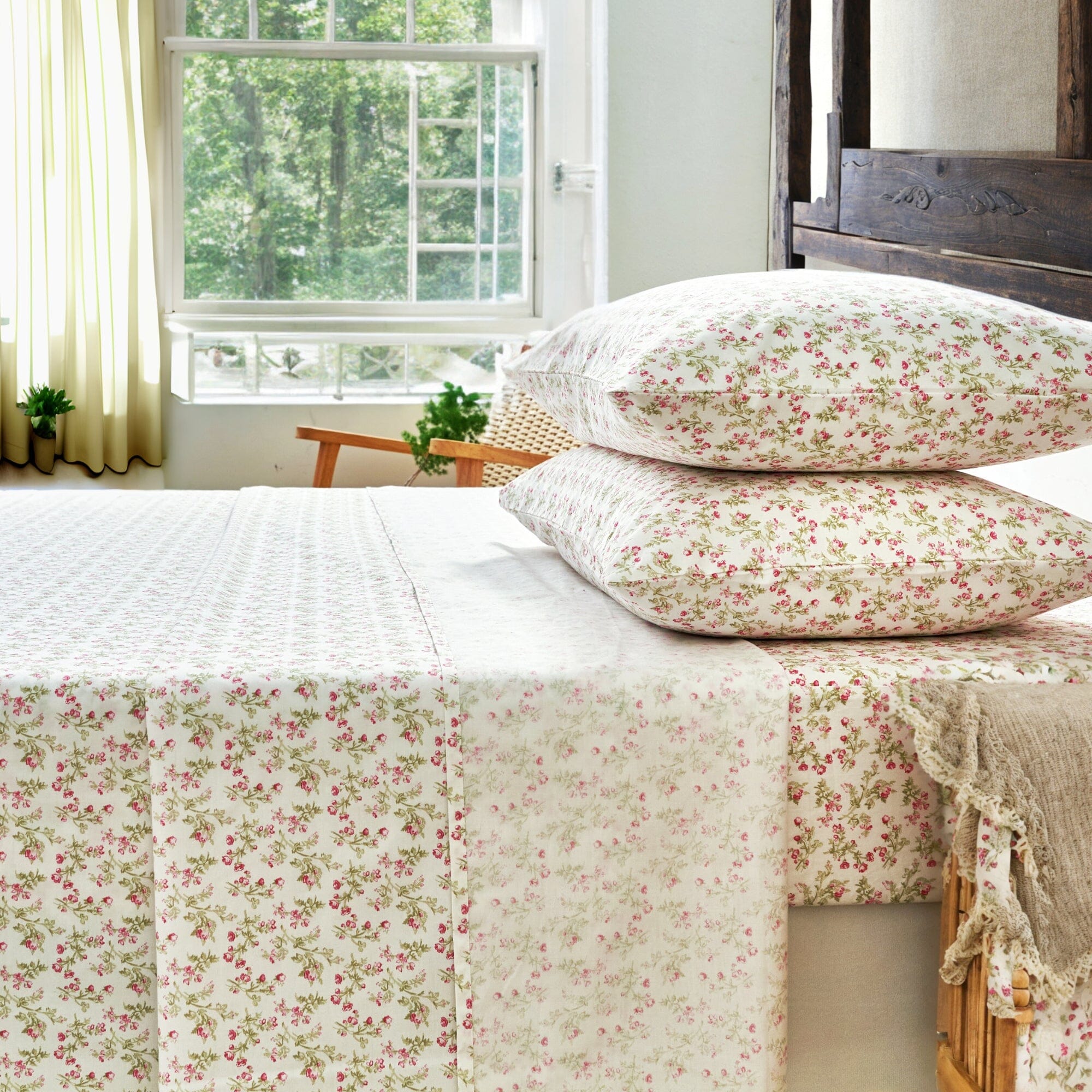  DaDa Bedding Collection DaDa Bedding Collection Romantic Coquette Sheet Set - 100% Cotton Floral Fitted & Flat Sheets with Pillowcases - Deep Pocket Design - Soft, Breathable, Wrinkle-Resistant by DaDa Bedding Collection - Twin - Bonton