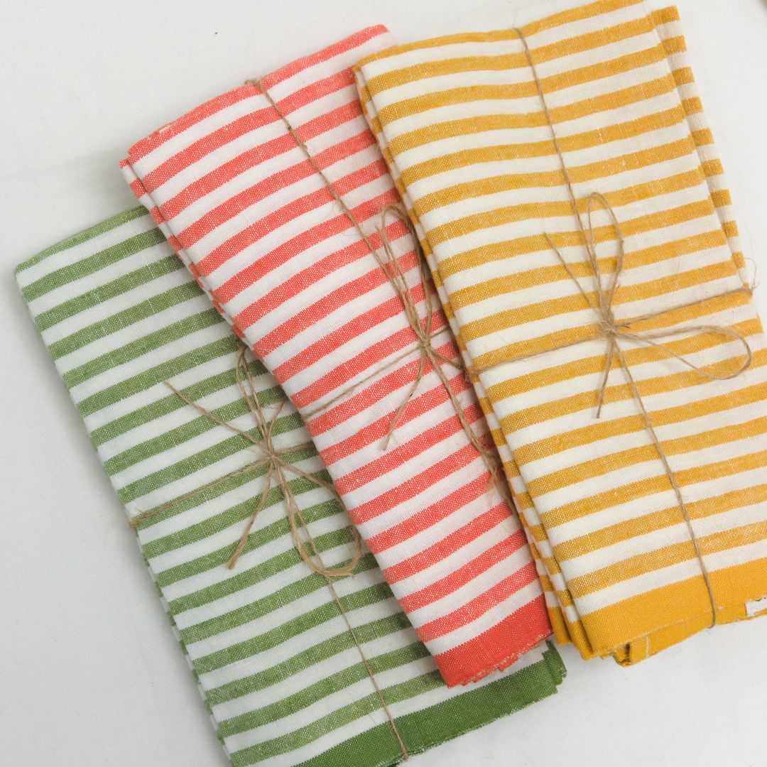  Caravan Ticking Stripe Napkin 20x20 - Set of 4 - Basil - Bonton