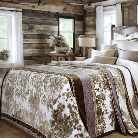 DaDa Bedding Elegant Twilight Lavender Brown Floral Flannel Mink Fleece Throw Blanket (XY9879) - DaDa Bedding Collection