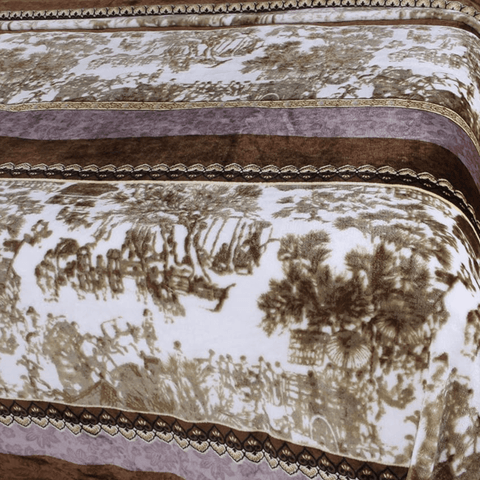DaDa Bedding Elegant Twilight Lavender Brown Floral Flannel Mink Fleece Throw Blanket (XY9879) - DaDa Bedding Collection