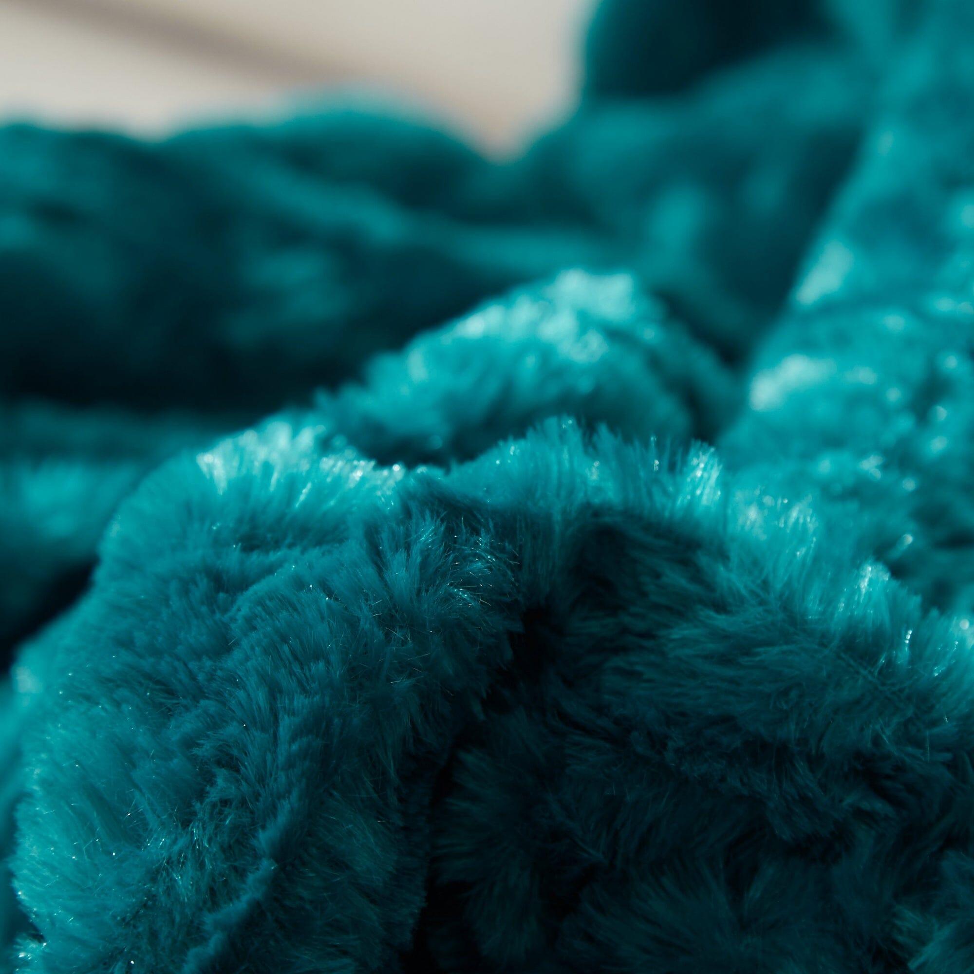  DaDa Bedding Collection DaDa Bedding Mermaid Scales Emerald Green Blue w/ Sherpa Backside Faux Fur Throw Blanket (BL-171805) by DaDa Bedding Collection - 50