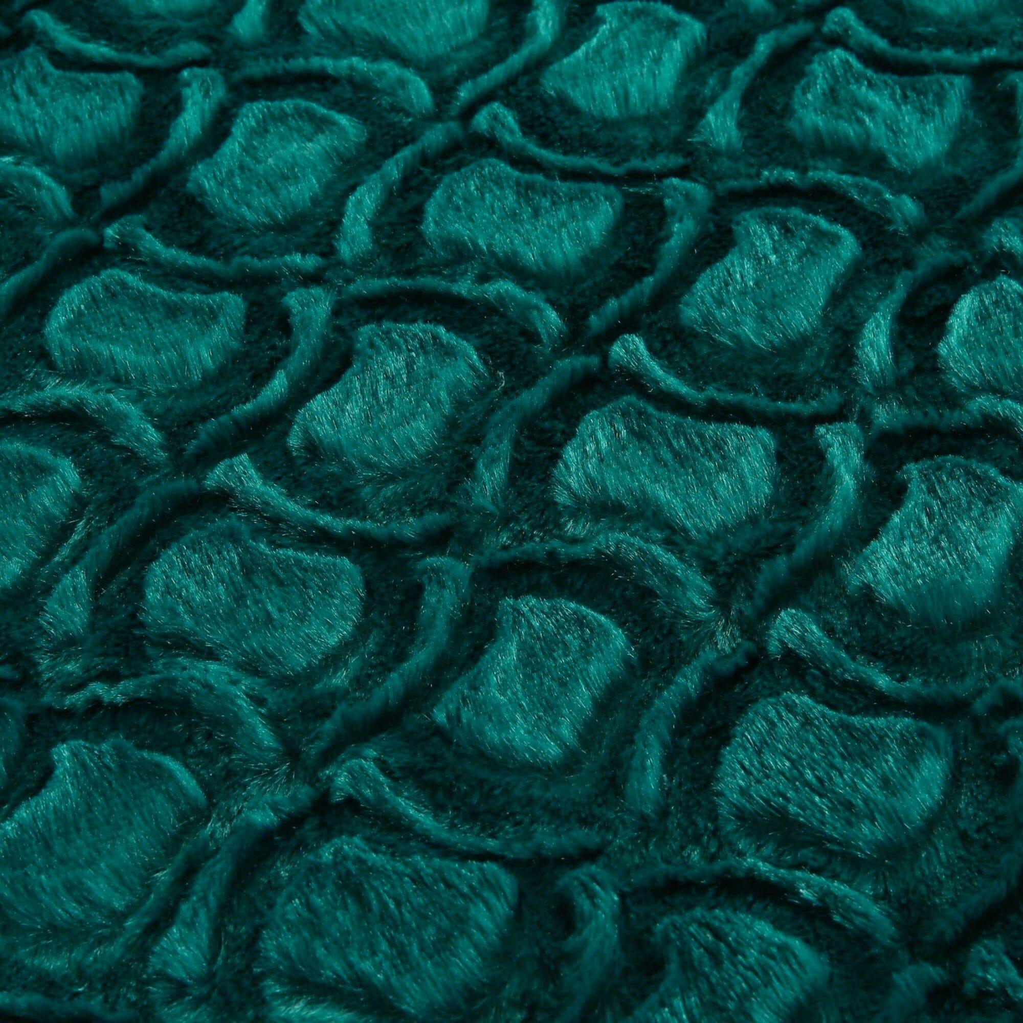  DaDa Bedding Collection DaDa Bedding Mermaid Scales Emerald Green Blue w/ Sherpa Backside Faux Fur Throw Blanket (BL-171805) by DaDa Bedding Collection - 50