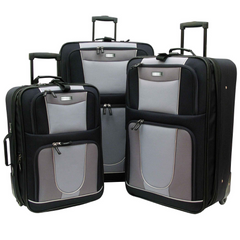 Geoffrey Beene Carnegie 3 Pc Luggage Set, Black W/ Grey