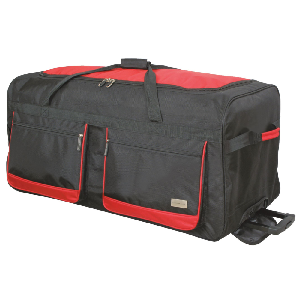  Geoffrey Beene Geoffrey Beene Jumbo 36” Duffle Wheeler Luggage, Black W/ Red - Default Title - Bonton