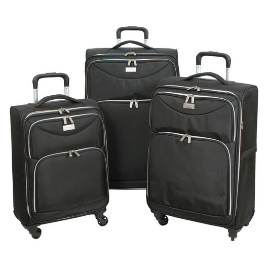 Geoffrey Beene Ultra Light-Weight Midnight Collection 3 Pc Luggage Set, Black