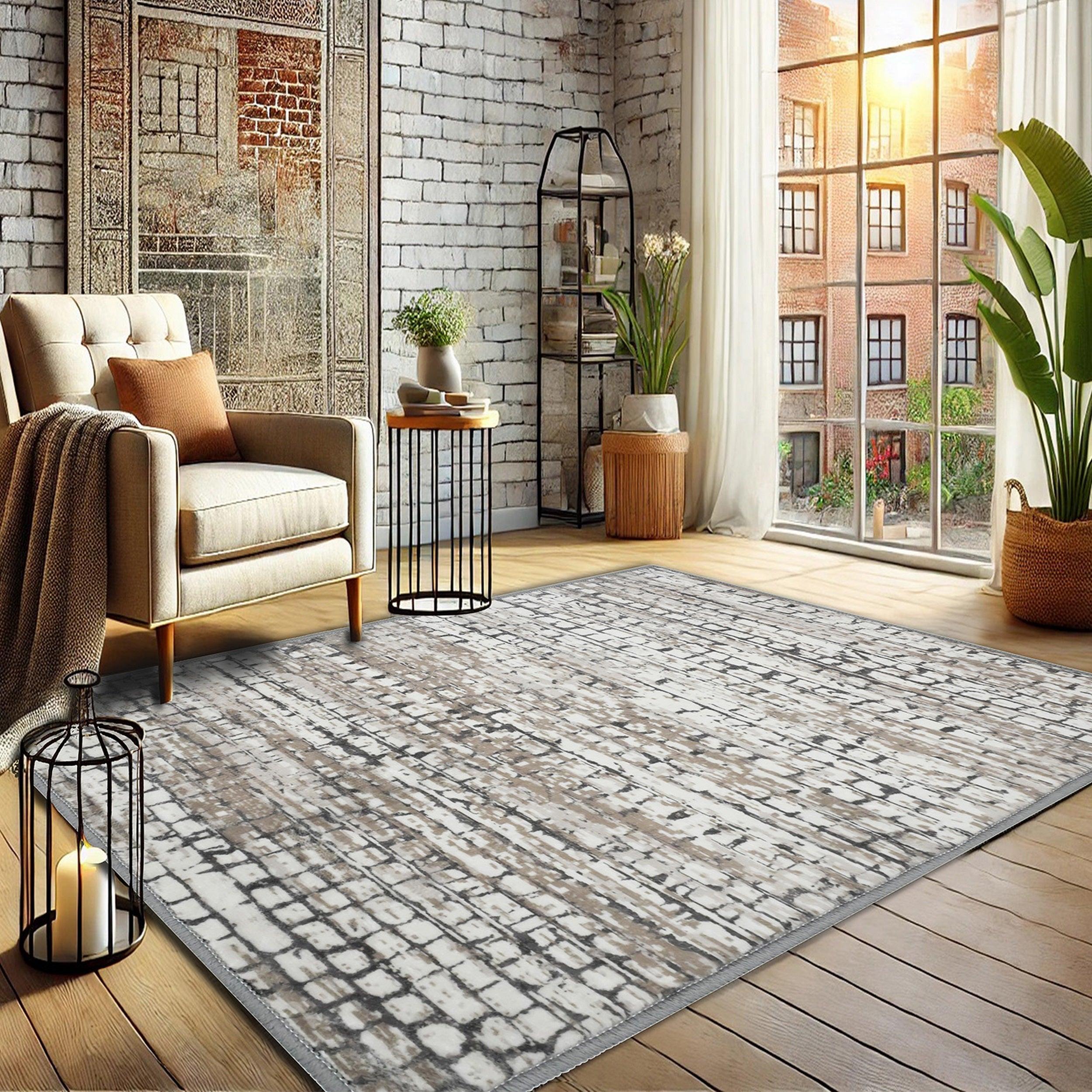  Bibb Home Bibb Home Washable Flannel Printed Accent Rug With Latex Back 1-2-Pack 20x30 - 20