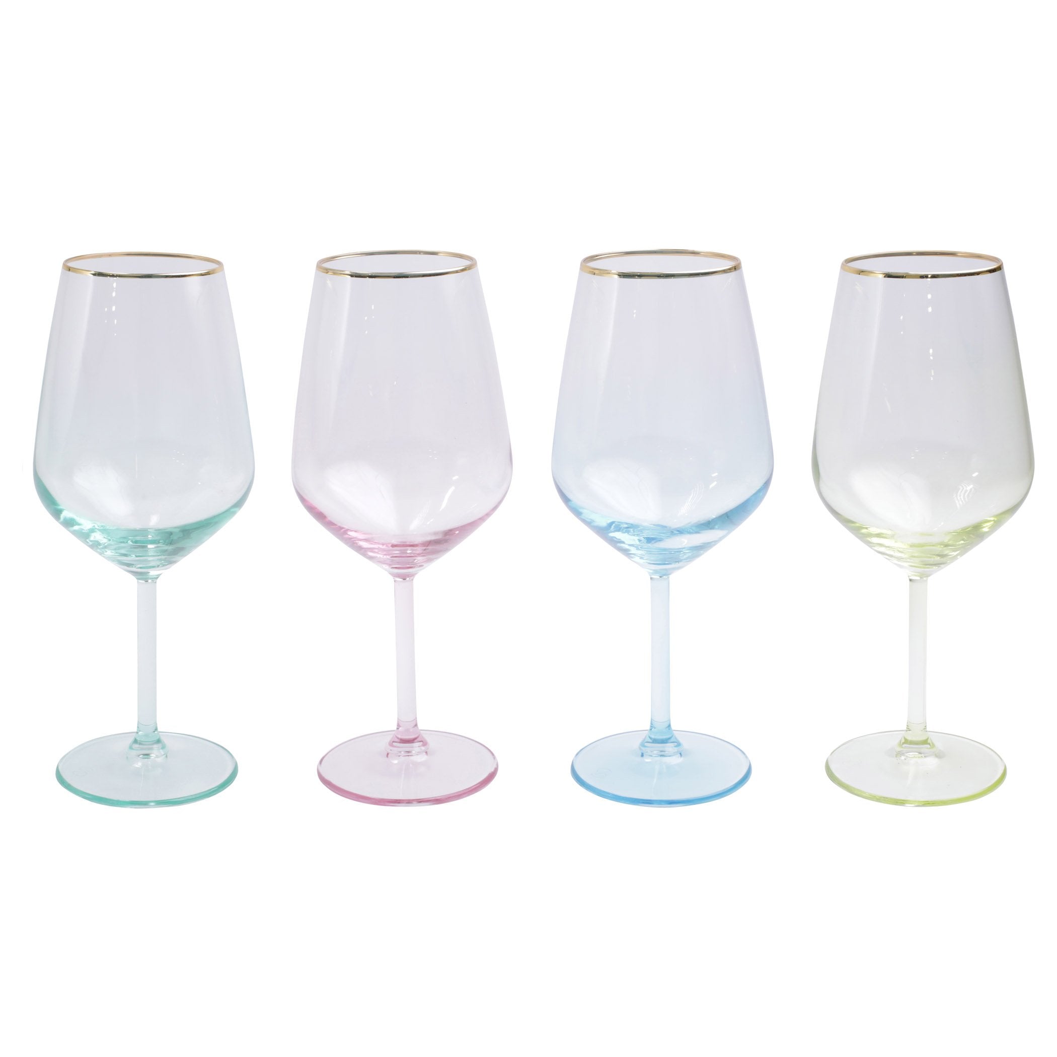  Vietri Rainbow Wine Glasses Set of 4 - Mixed Colors - Bonton