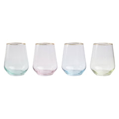 Rainbow Stemless Wine Glasses Set of 4