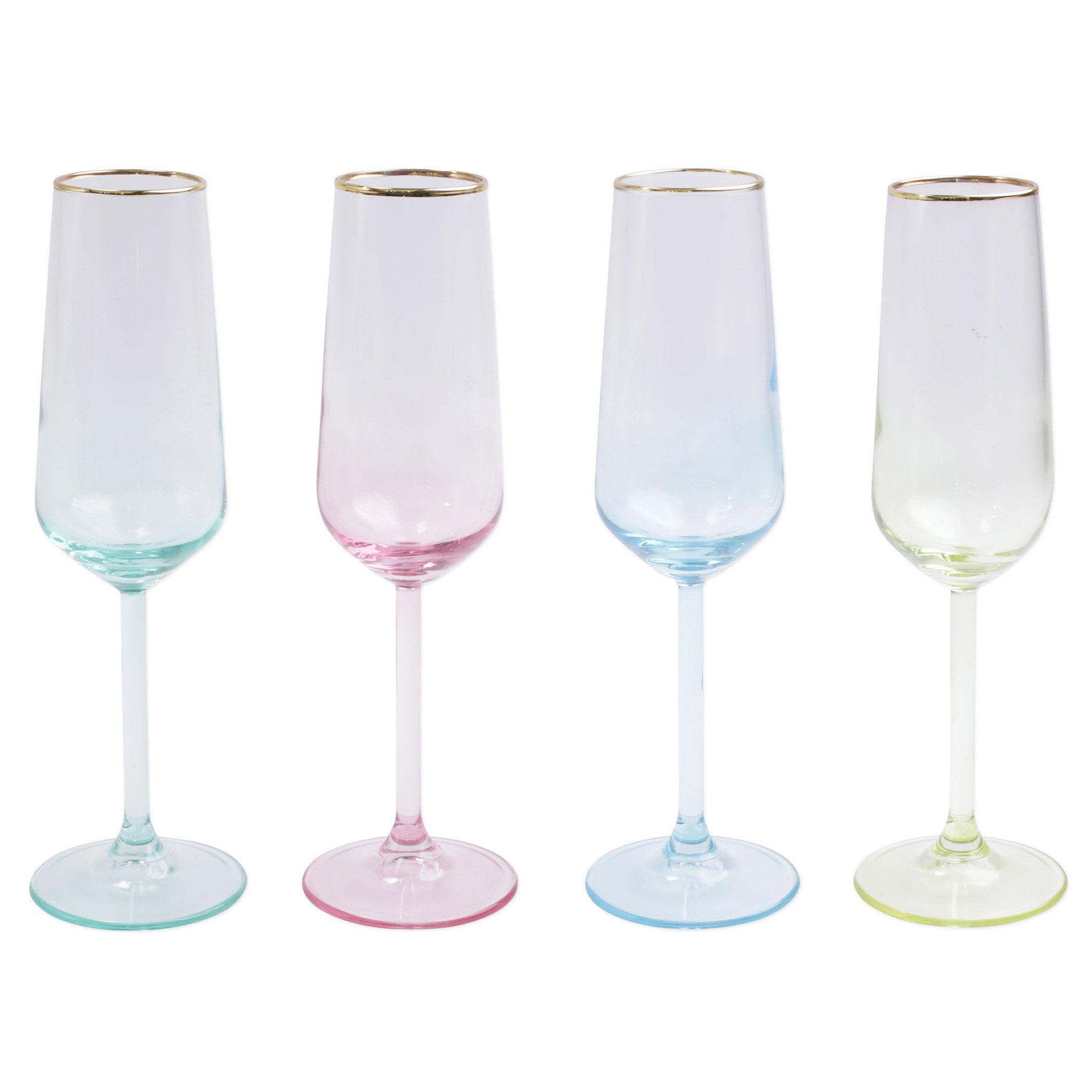  Vietri Rainbow Champagne Flutes Set of 4 - Mixed Colors - Bonton