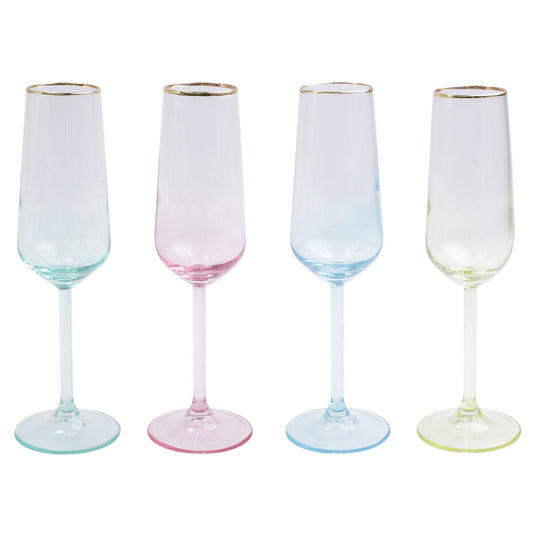 Rainbow Champagne Flutes Set of 4