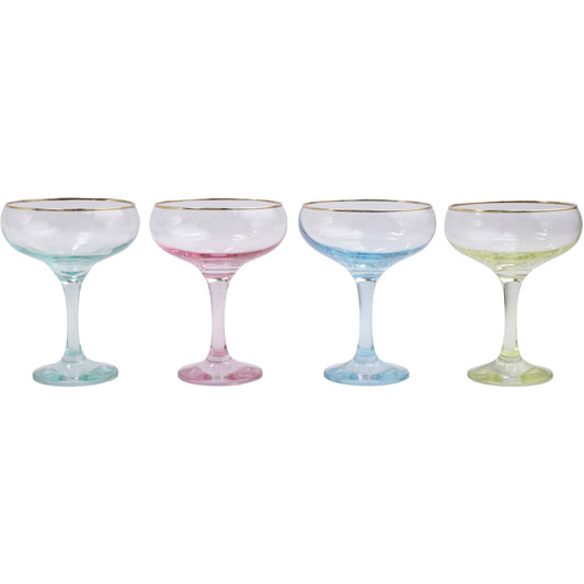 Rainbow Coupe Champagne Glasses Set of 4