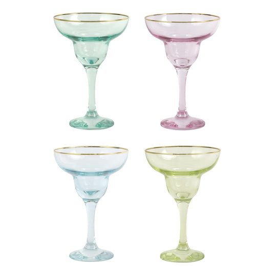 Rainbow Margarita Glasses Set of 4