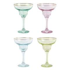 Rainbow Margarita Glasses Set of 4