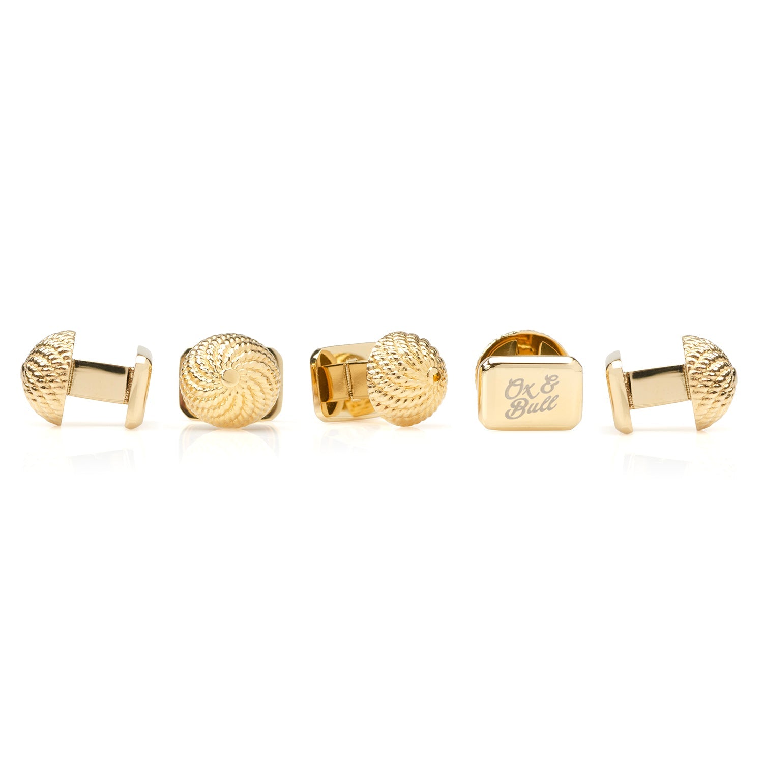  Cufflinks VDP 3D Colony Gold Stainless Stud Set - Default Title - Bonton