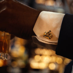 VDP 3D Crown Royal Gold Stainless Cufflinks