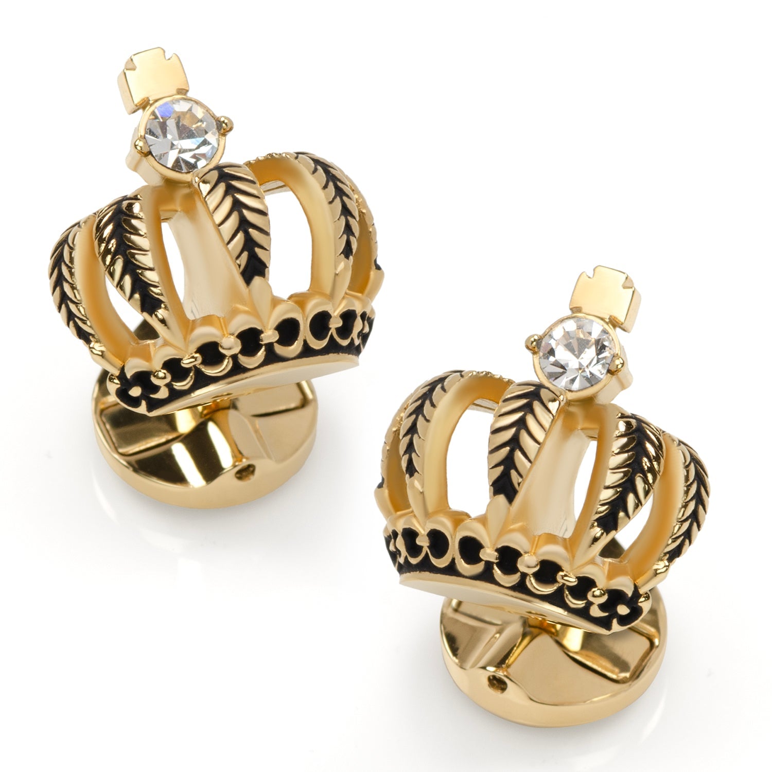  Cufflinks VDP 3D Crown Gold Crystal Stud Set - Default Title - Bonton