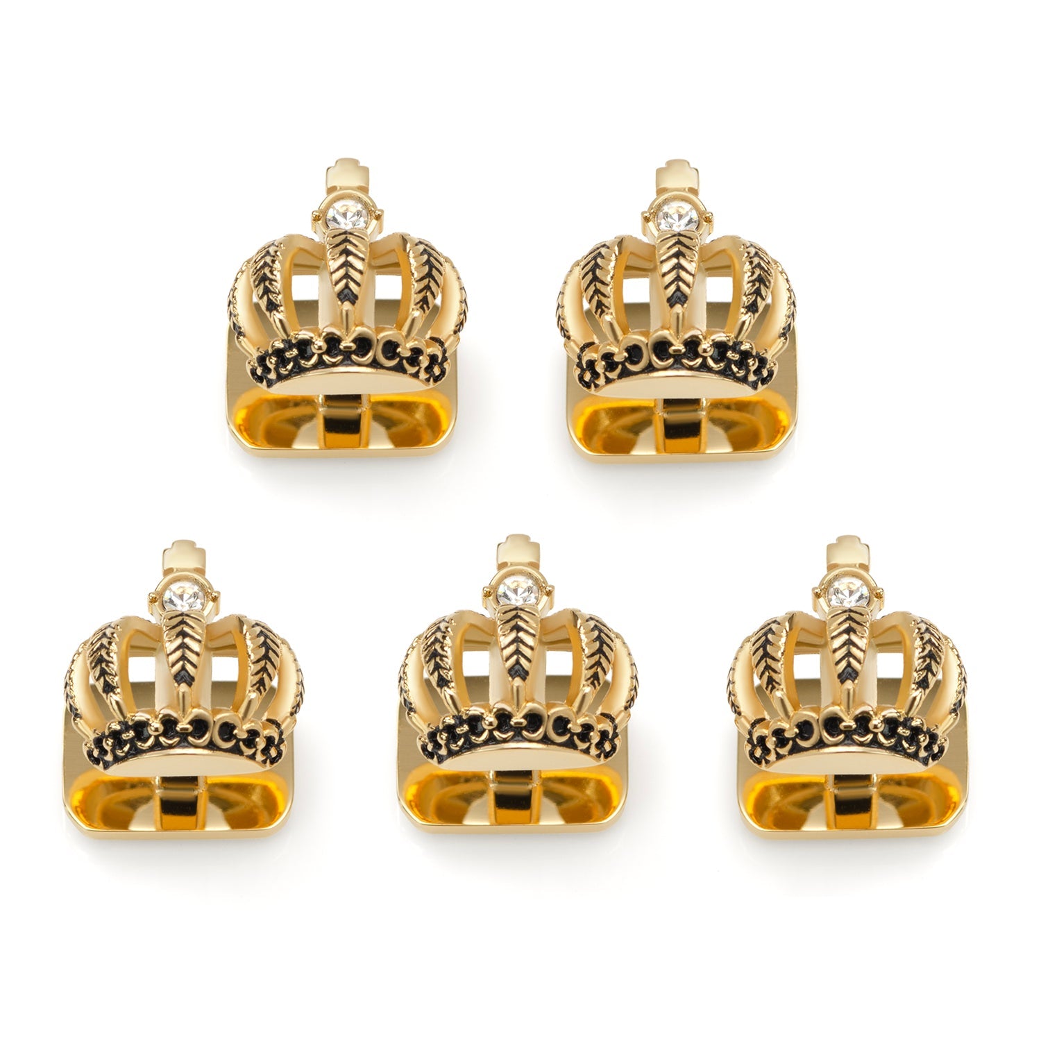  Cufflinks VDP 3D Crown Royal Gold Stainless Studs - Default Title - Bonton