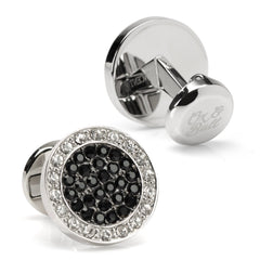 VDP White & Black Pave Crystals Cufflinks