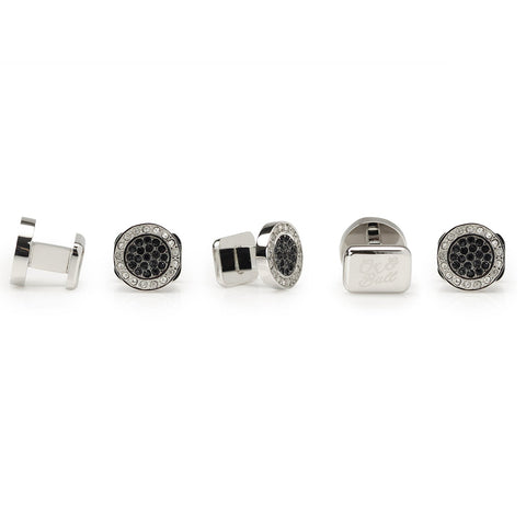 VDP White & Black Pave Crystals Stud Set