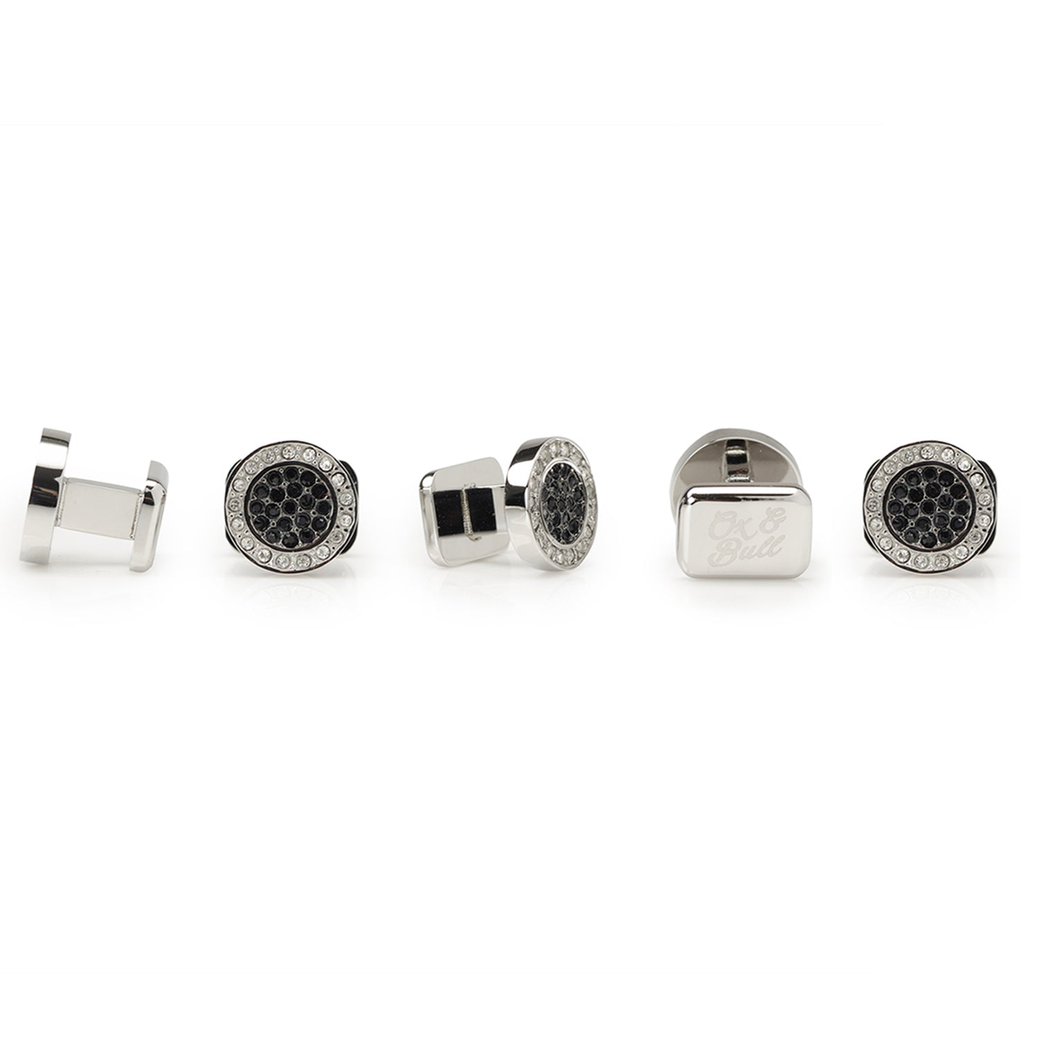  Cufflinks VDP White & Black Pave Crystals Studs - Default Title - Bonton