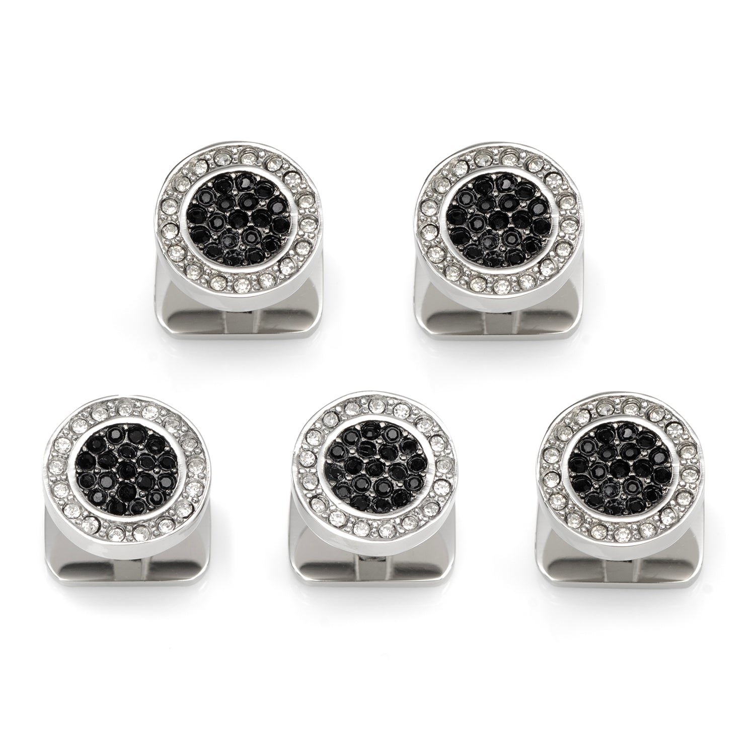  Cufflinks VDP White & Black Pave Crystals Studs - Default Title - Bonton