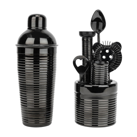 French Home 7-Piece Black Barware Set
