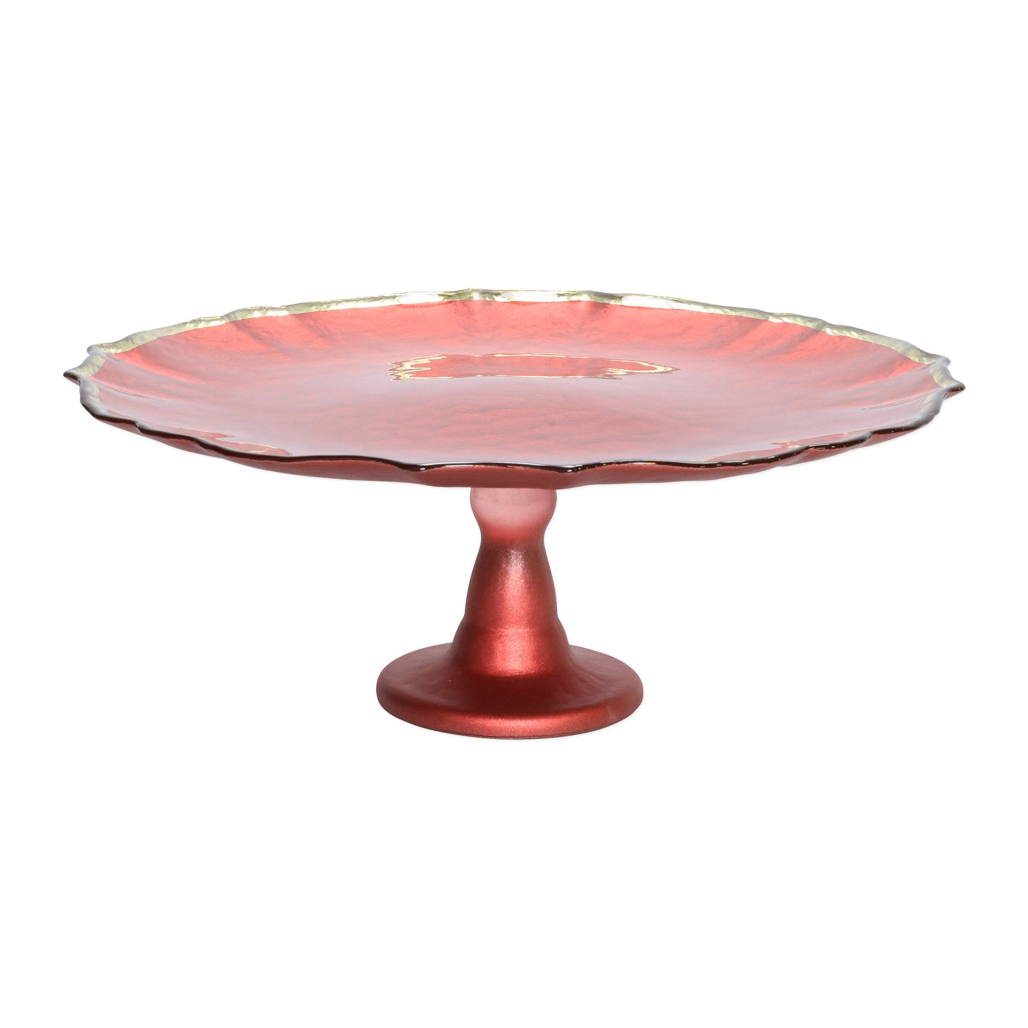  Vietri Baroque Glass Cake Stand - Pink - Bonton