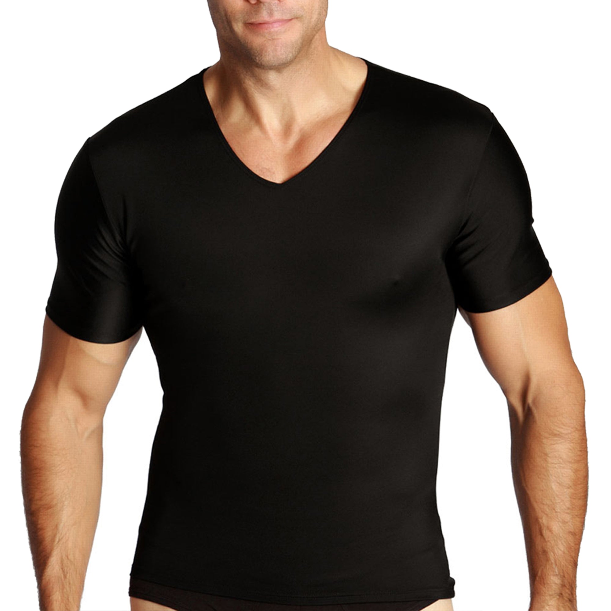  InstantFigure Insta Slim Compression V-Neck Shirt VS0001 - Black - Bonton