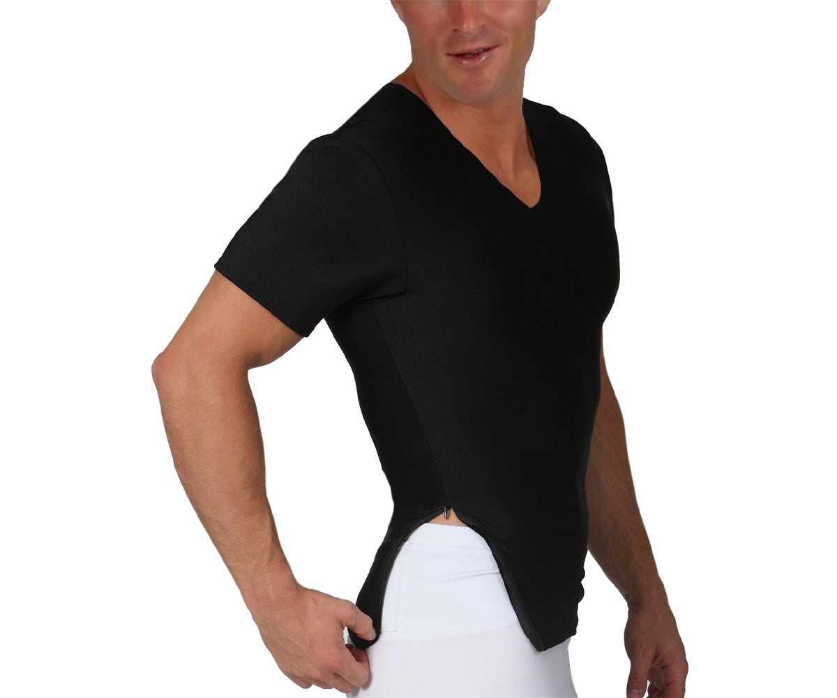  InstantFigure Insta Slim Compression V-Neck With Right Side Zip VS00Z1 - White - Bonton