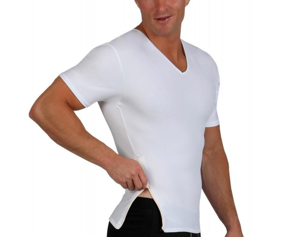  InstantFigure Insta Slim Compression V-Neck With Right Side Zip VS00Z1 - White - Bonton
