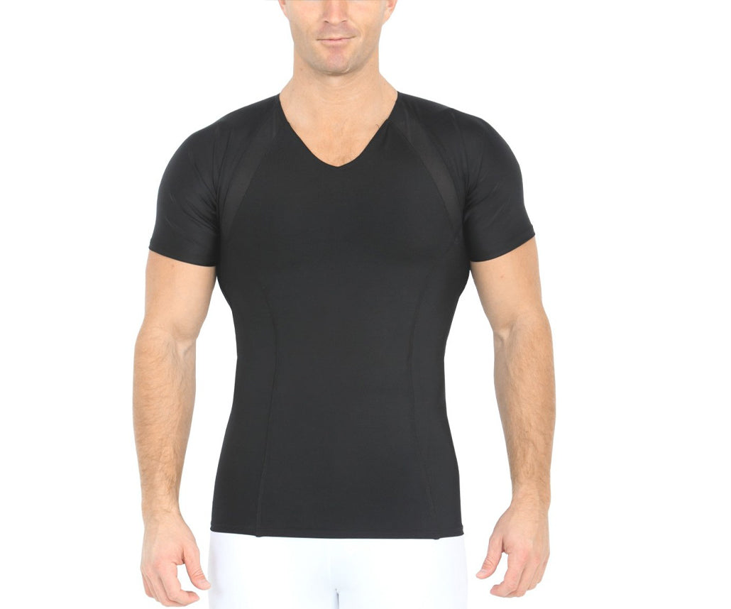  InstantFigure Insta Slim Compression Side & Back Power Mesh Panel V_Neck Shirt VS2307 - White - Bonton