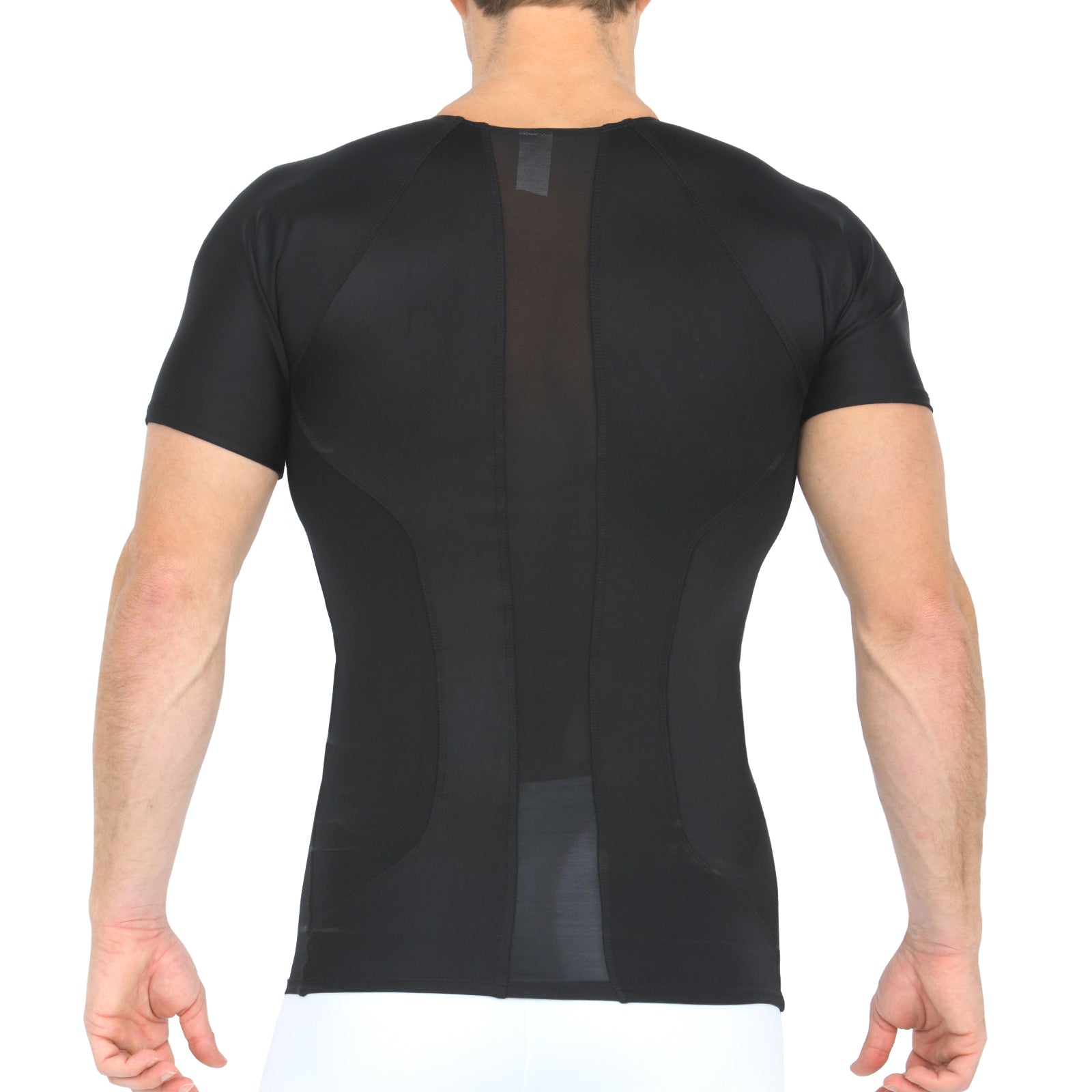  InstantFigure Insta Slim Compression Side & Back Power Mesh Panel V_Neck Shirt VS2307 - White - Bonton