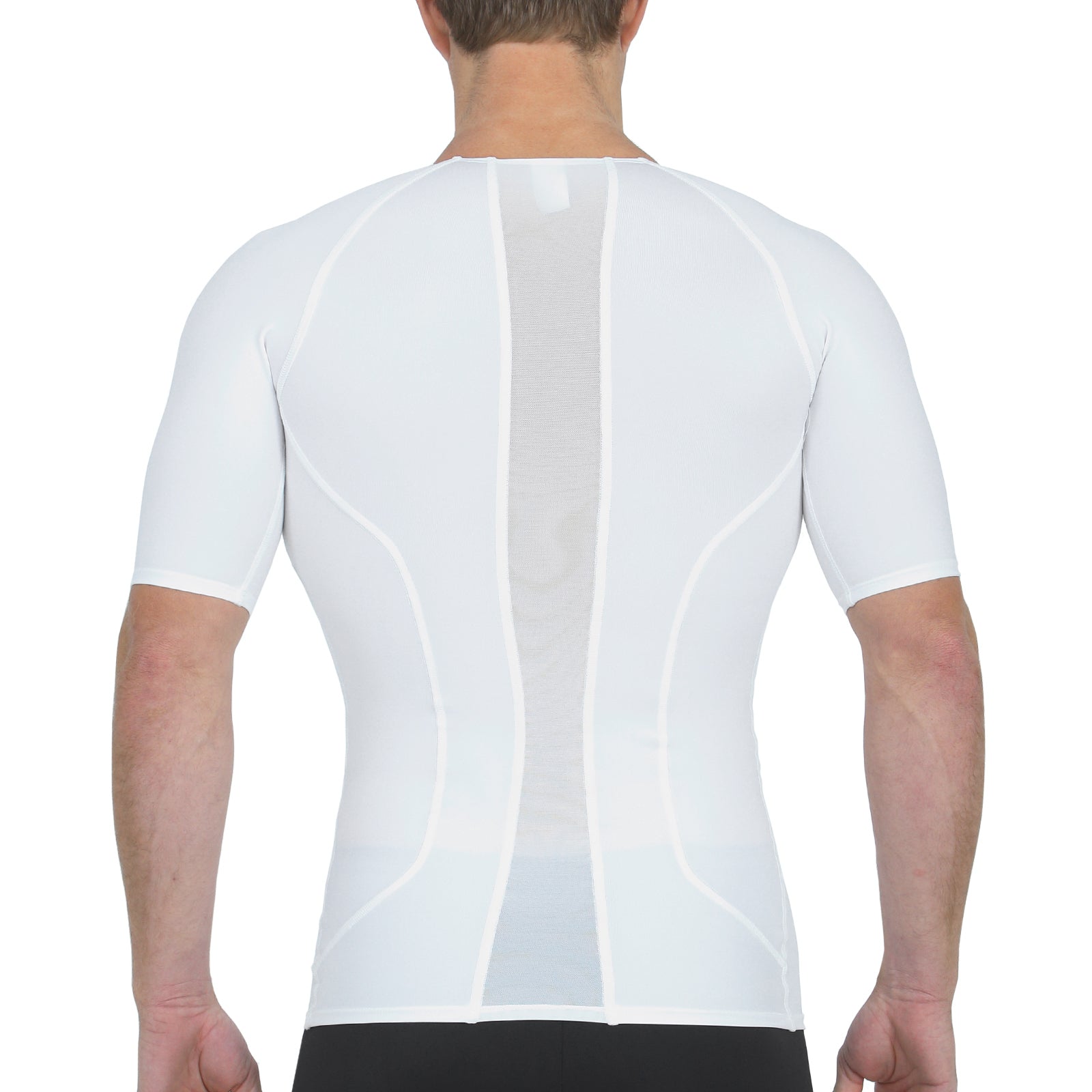  InstantFigure Insta Slim Compression Side & Back Power Mesh Panel V_Neck Shirt VS2307 - White - Bonton