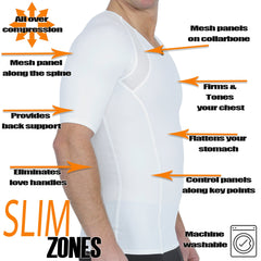Insta Slim Compression Side & Back Power Mesh Panel V_Neck Shirt VS2307