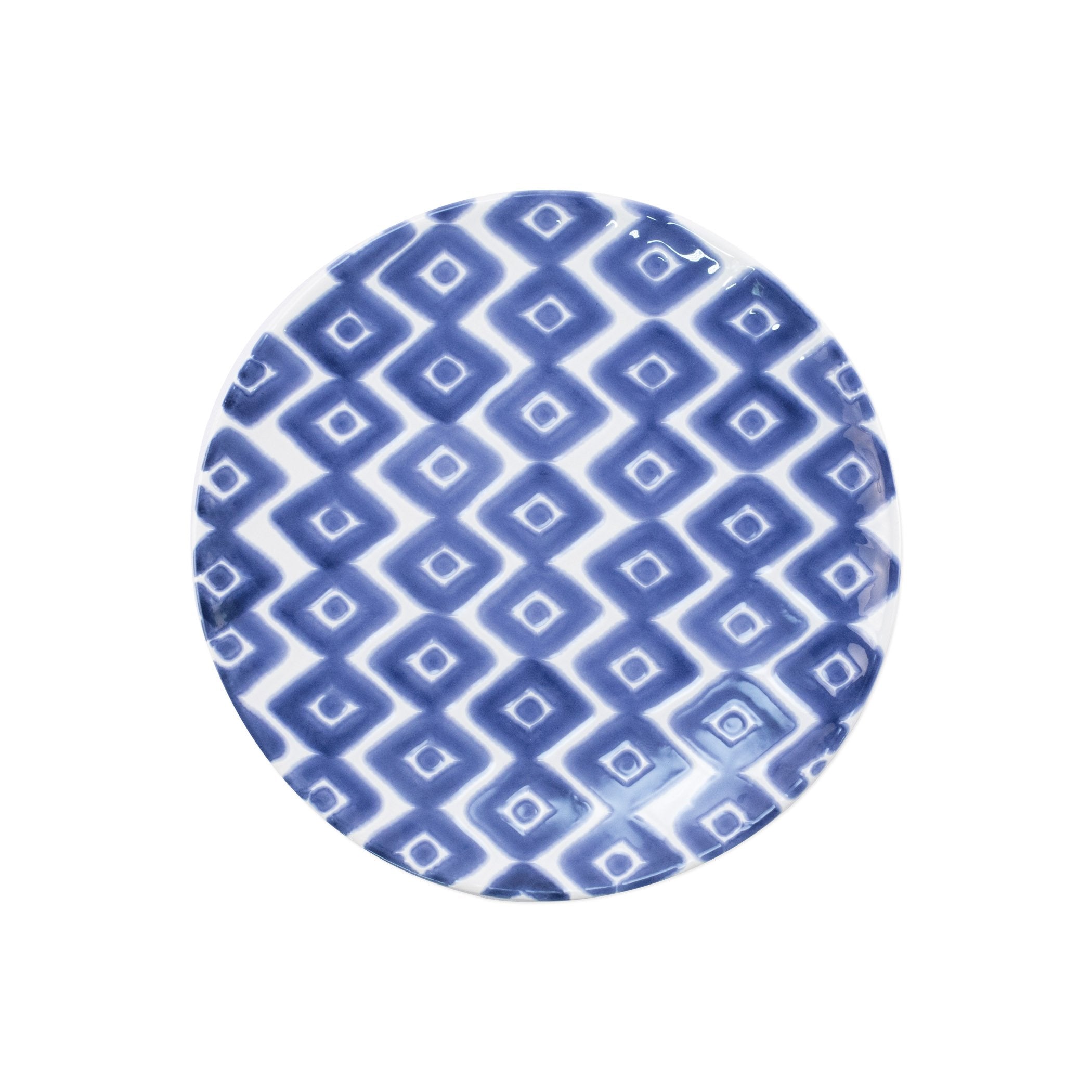  Vietri Santorini Diamond Salad Plate - White/Blue - Bonton