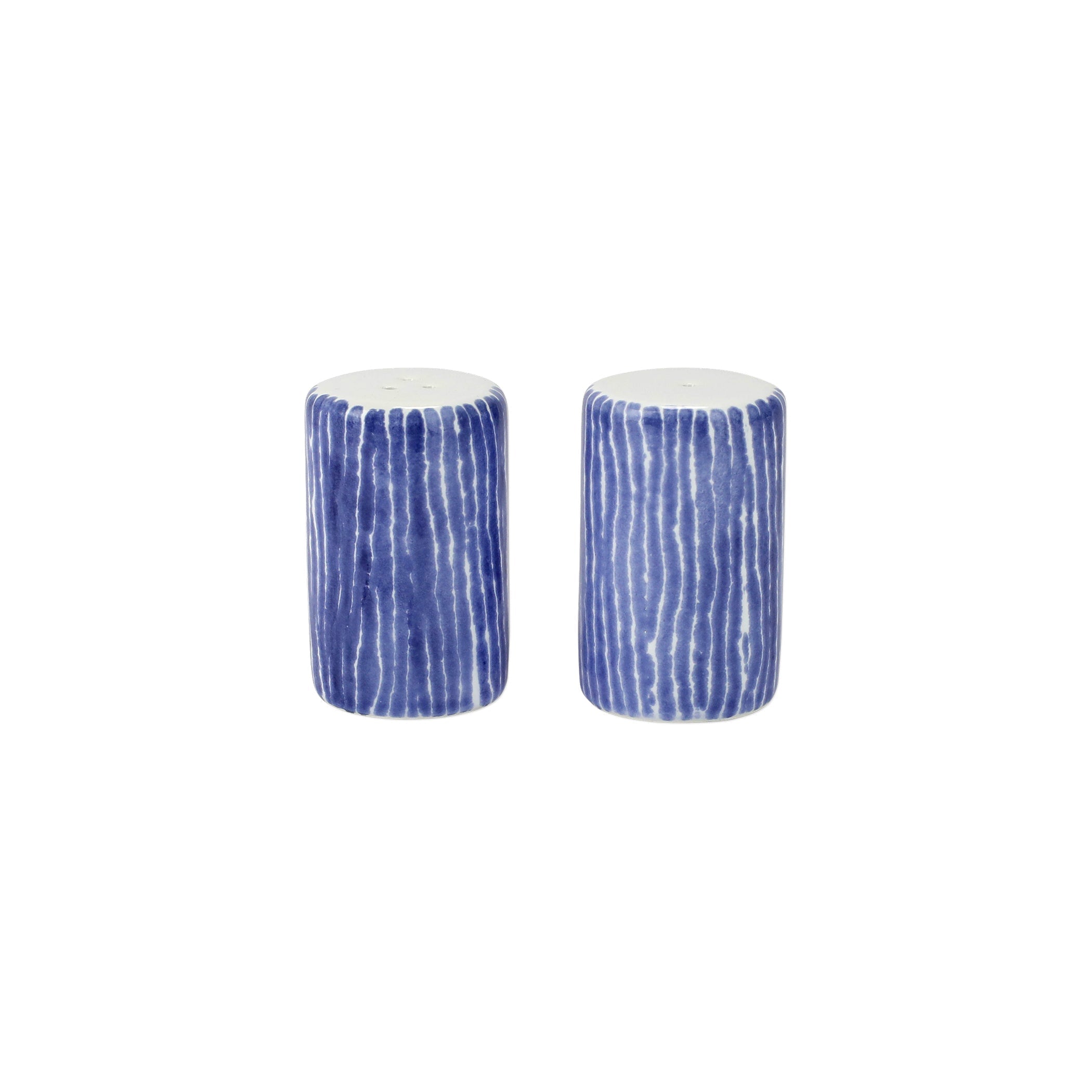  Vietri Santorini Stripe Salt And Pepper - White/Blue - Bonton