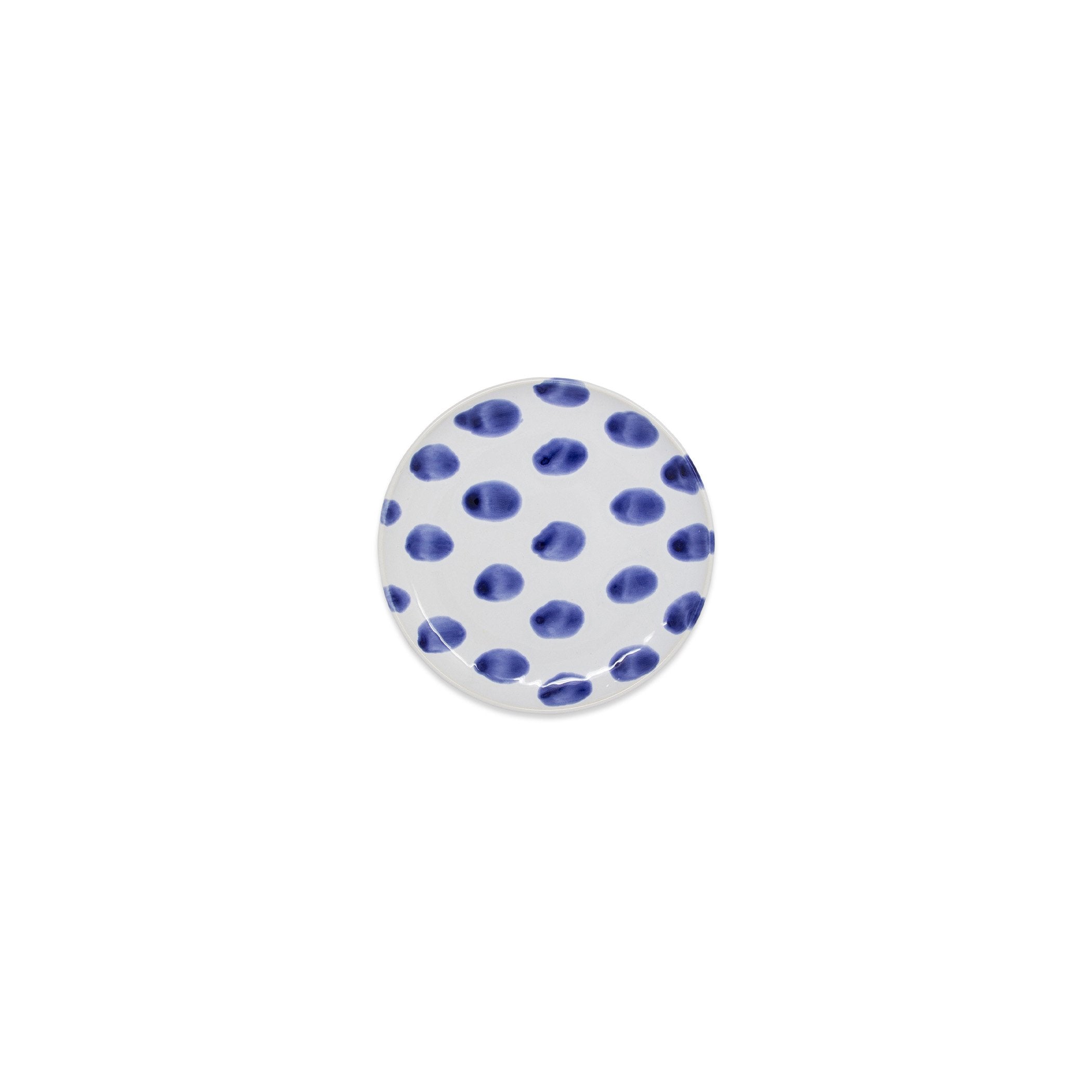  Vietri Santorini Stripe Cocktail Plate - White/Blue - Bonton