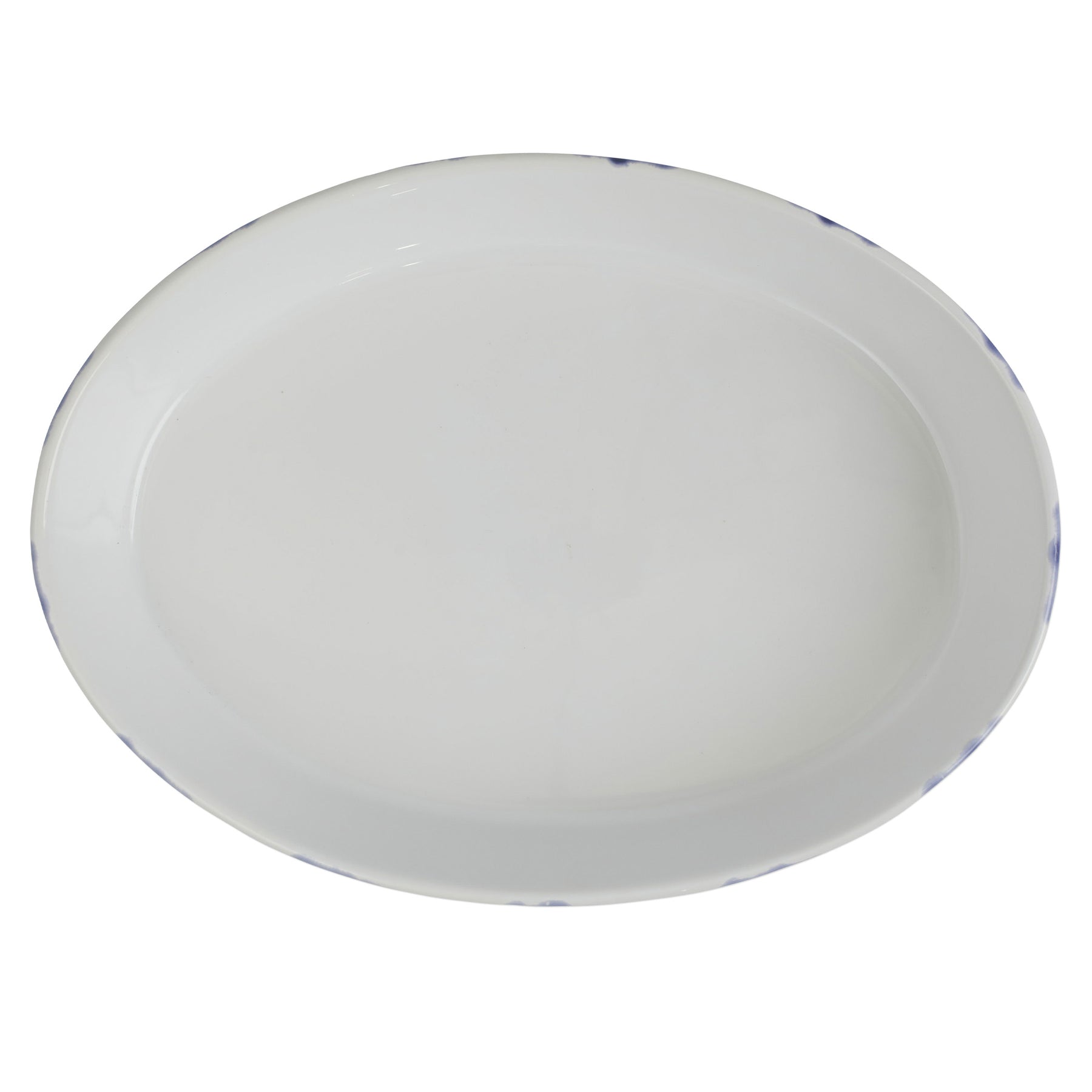  Vietri Santorini Dot Oval Baker - White/Blue - Bonton