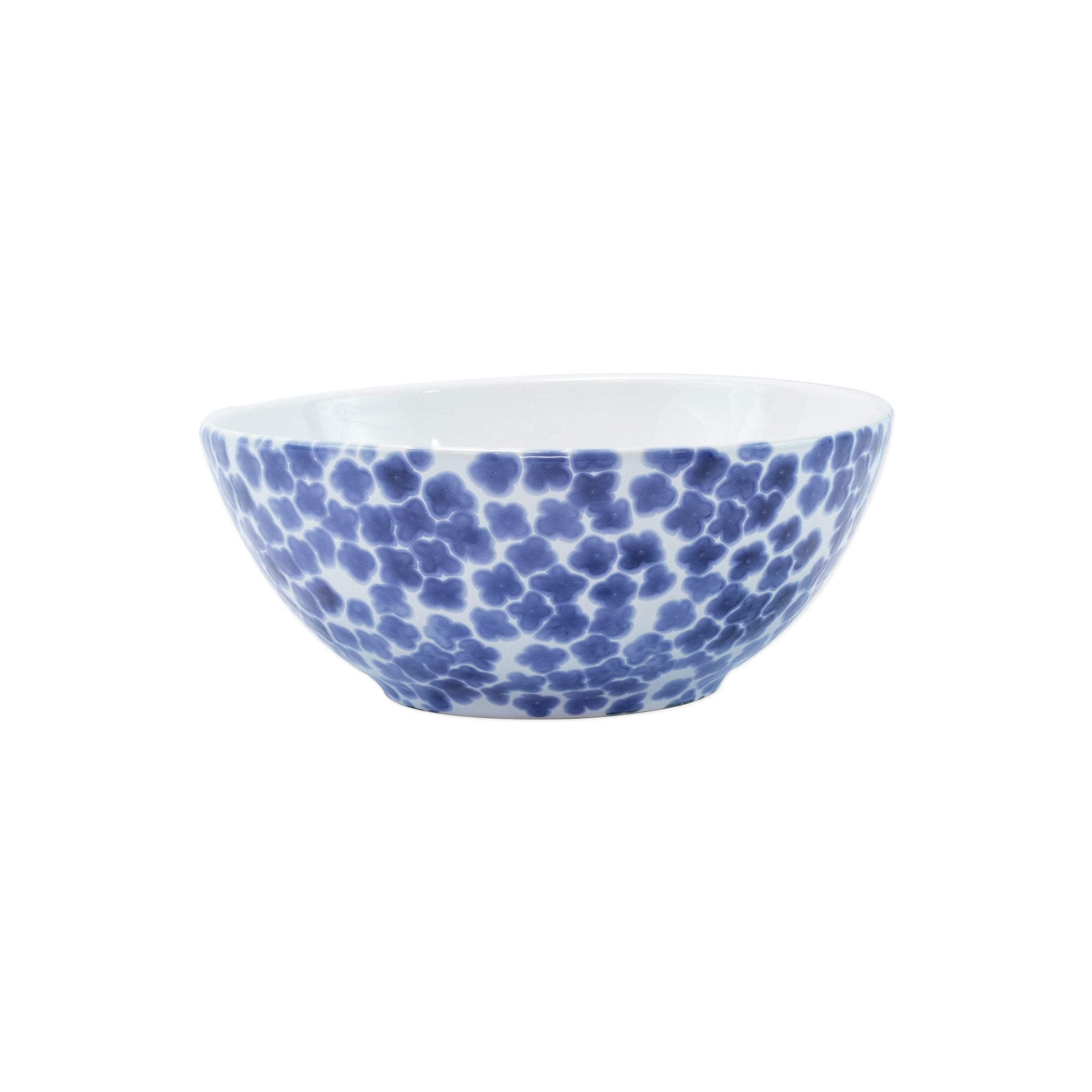  Vietri Santorini Flower Small Serving Bowl - White/Blue - Bonton