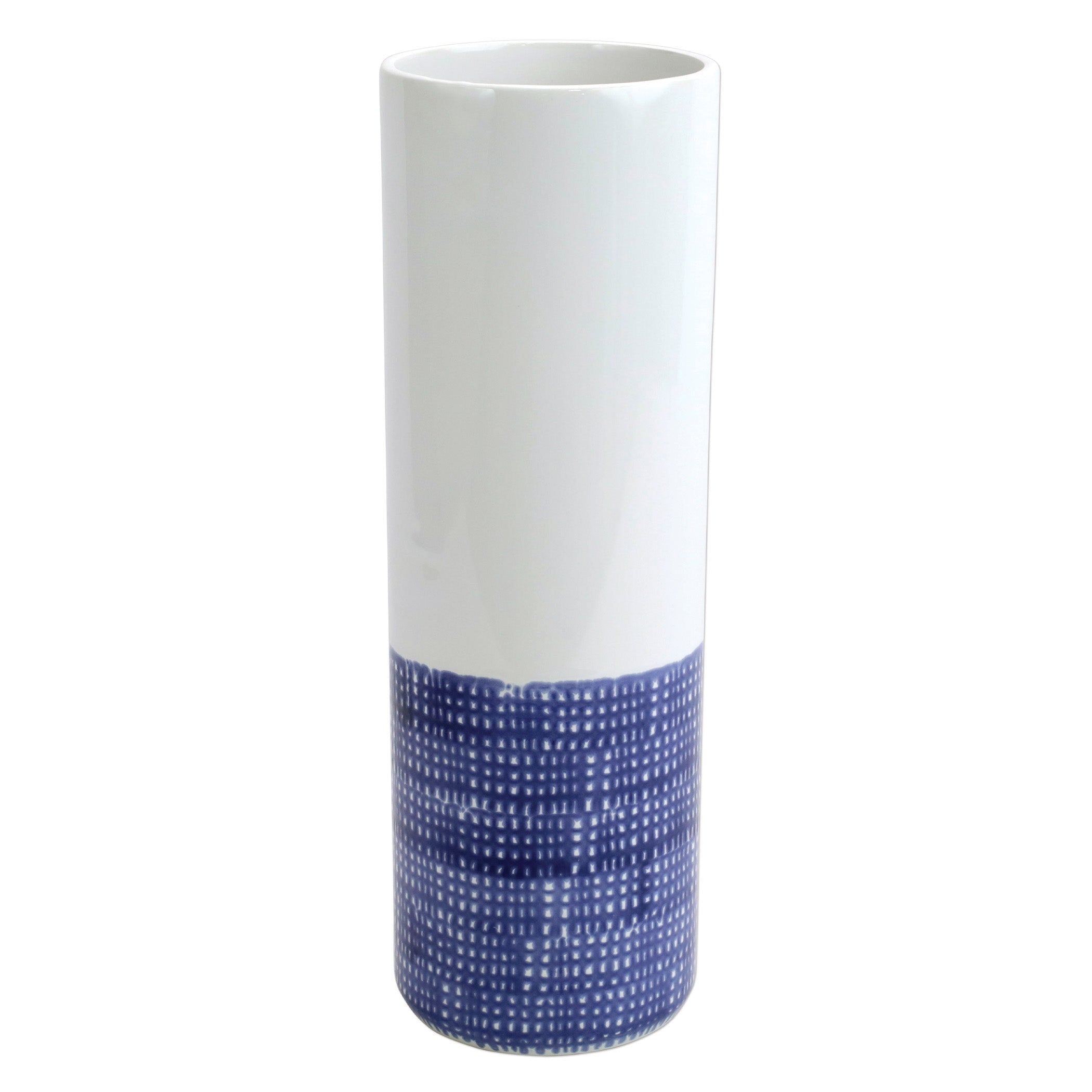  Vietri Santorini Geo Tall Vase - White/Blue - Bonton