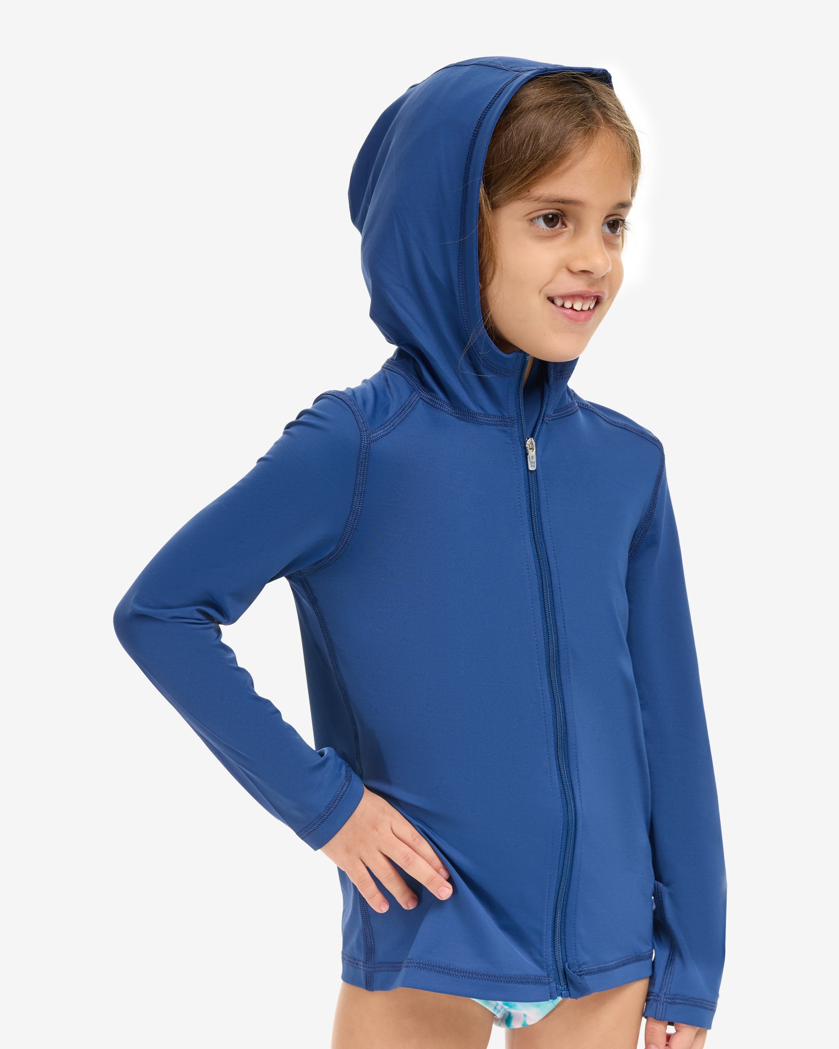  BloqUV KIDS FULL ZIP HOODIE TOP (1003K) - Tickle Me Pink - Bonton